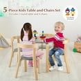 thumbnail image 4 of Gymax 5-Piece Kids Wooden Curved Back Activity Table & Chair Set w/Toy Bricks Grey, 4 of 10
