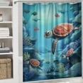 thumbnail image 6 of Orinice  Teal Sea Turtle Shower Curtain Set, Beach Coastal Theme Shower Curtains for Bathroom Ocean Nautical Beachy Turtle Bathroom Decor Polyester Fabric 69x72, 6 of 7