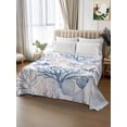 thumbnail image 2 of Coastal Coral Flat Sheets Only Full Size, Soft Breathable Bed Top Sheets for Mattress, Vintage Ocean Blue Starfish Conch Nature Luxury Bedding Flat Sheets for Home Hotel Bedroom Bed Protection, 2 of 9