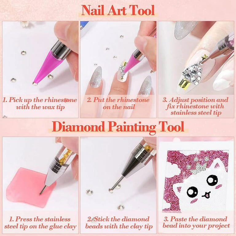 Nail Art Dotting Pen Wax Pencil Dotting Tool Picking Rhinestones Gems  Crystal Diamond Picker Nail Art Decoration Tools