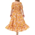 thumbnail image 4 of GRACE & GRANDEUR Vestidos Maxi Boho Florales con Cuello Cuadrado y Mangas Cortas para Mujeres Talla Grande 4X Amarillo Oscuro, 4 of 8