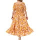 thumbnail image 4 of GRACE & GRANDEUR Vestidos Maxi Boho Florales con Cuello Cuadrado y Mangas Cortas para Mujeres Talla Grande 4X Amarillo Oscuro, 4 of 8