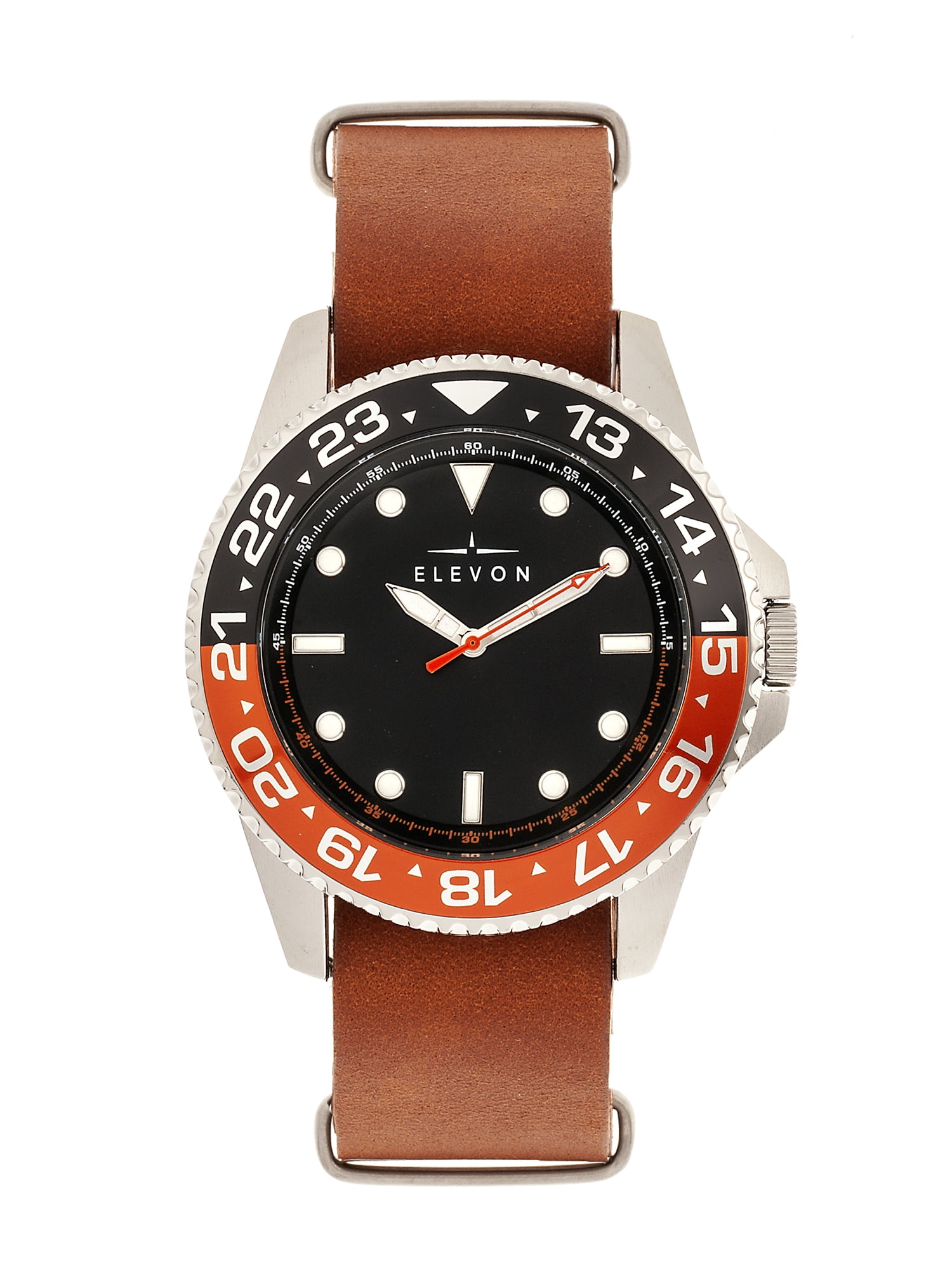 Elevon Dumont LeatherBand Watch Silver/Brown