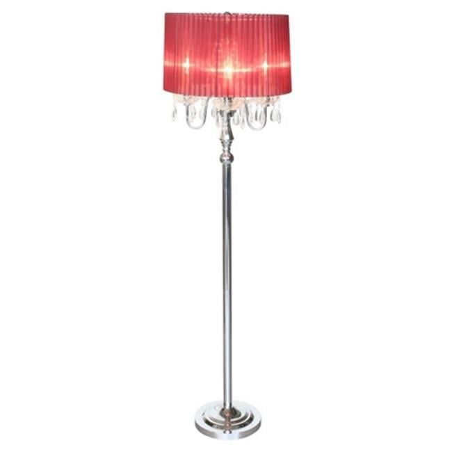 All The Rages Inc Lf1002 Red Trendy Sheer Shade Floor Lamp With Hanging Crystals