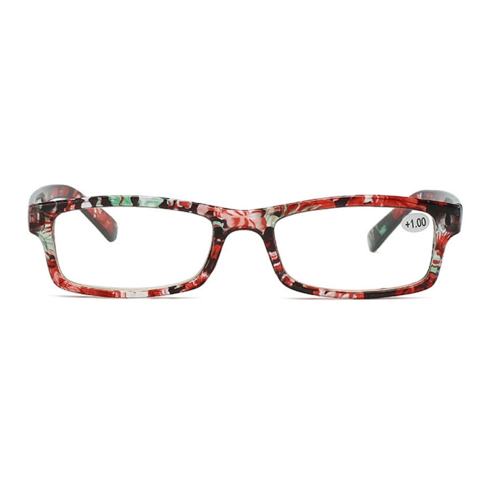 4 Pairs of Women's Black Floral Small Rectangle Reading Glasses 3.50 Men's Classic Presbyopic Glasses, HD Plastic Blue Light Blocking Readers +3.50