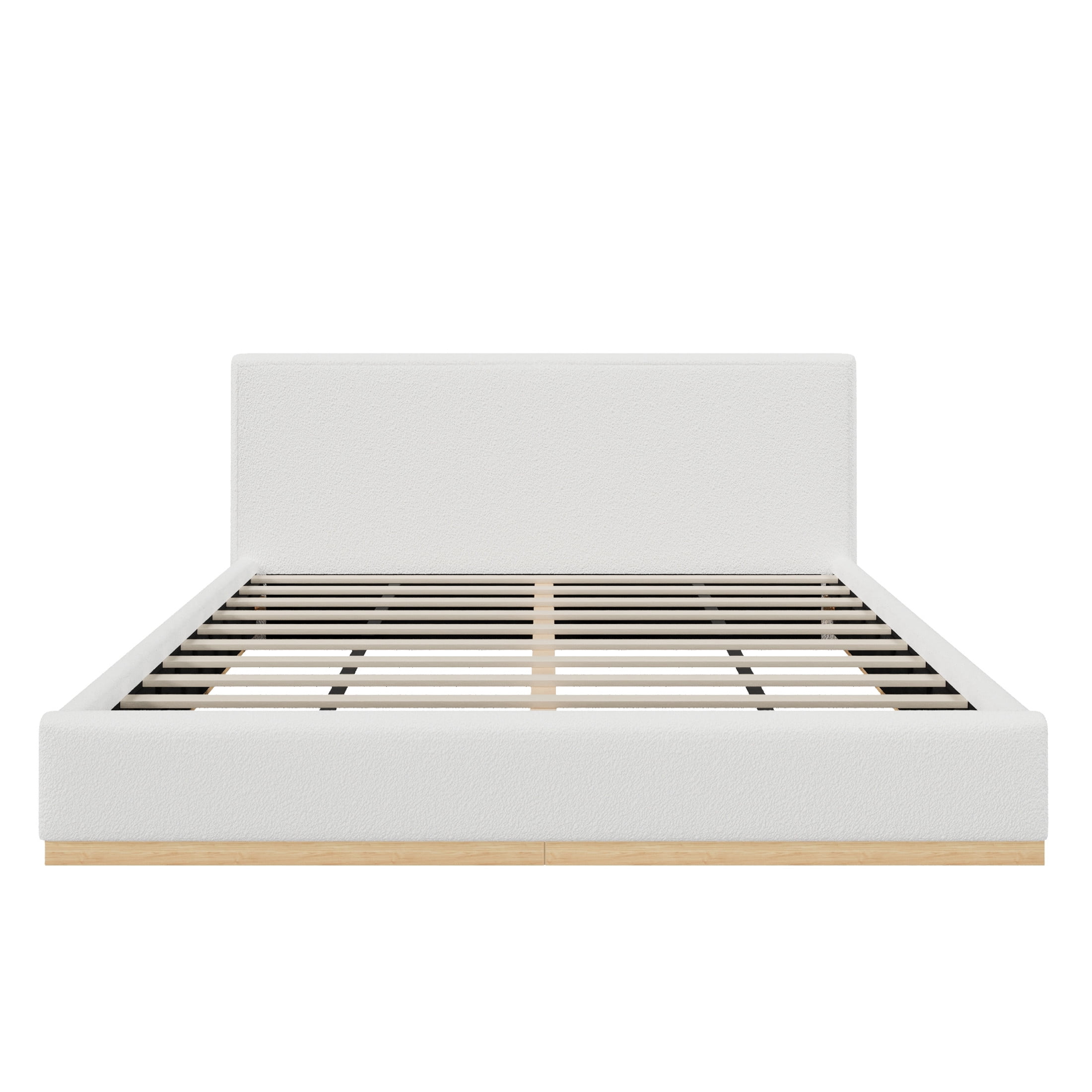 Christopher Knight Home Queen Fabric Upholstered Platform Bed Frame, White