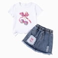 thumbnail image 4 of Kid Girls Clothes Outfits Bowknot T-Shirt Denim Short Skort Summer Clothing Set 5-6 Years, 4 of 4