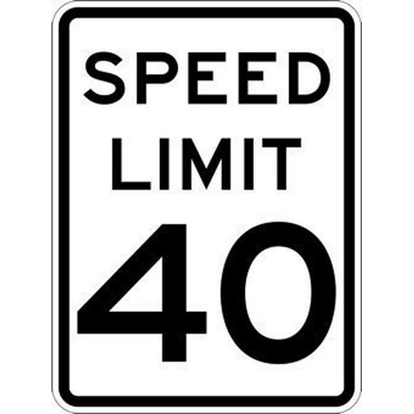Metal Sign 8 x 12 Inches 40-MPH Speed Limit Signs
