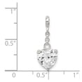 thumbnail image 2 of 925 Sterling Silver Polished Clear Cubic Zirconia Love Heart 1/2inch Dangle Enhancer Charm 24x9mm Wide Pendant Necklace, 2 of 2