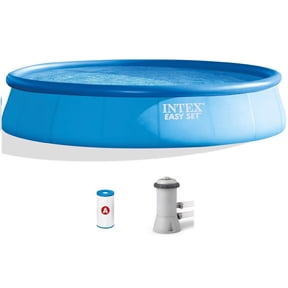 Intex: Easy Set Pool & Pump - 15' x 33" - Inflatable Above Ground Swimming Set, 530 GPH Cartridge Filter Pump, 2587 Gal, Family Water Play, 28157EH
