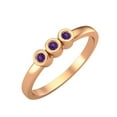 thumbnail image 2 of Round Shape Amethyst Stackable Women Ring 925 Sterling Silver Rose Vermeil Delicate Jewelry, 2 of 4