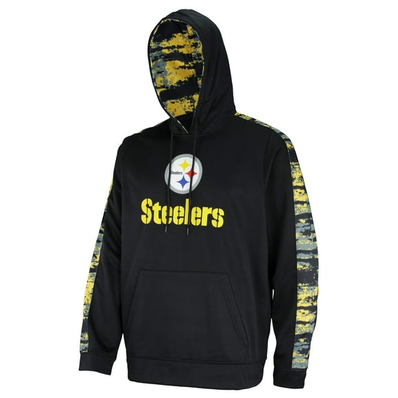 Zubaz NFL Men's Performance Pullover Hoodie with Oxide Sleeves Pittsburgh Steelers Large