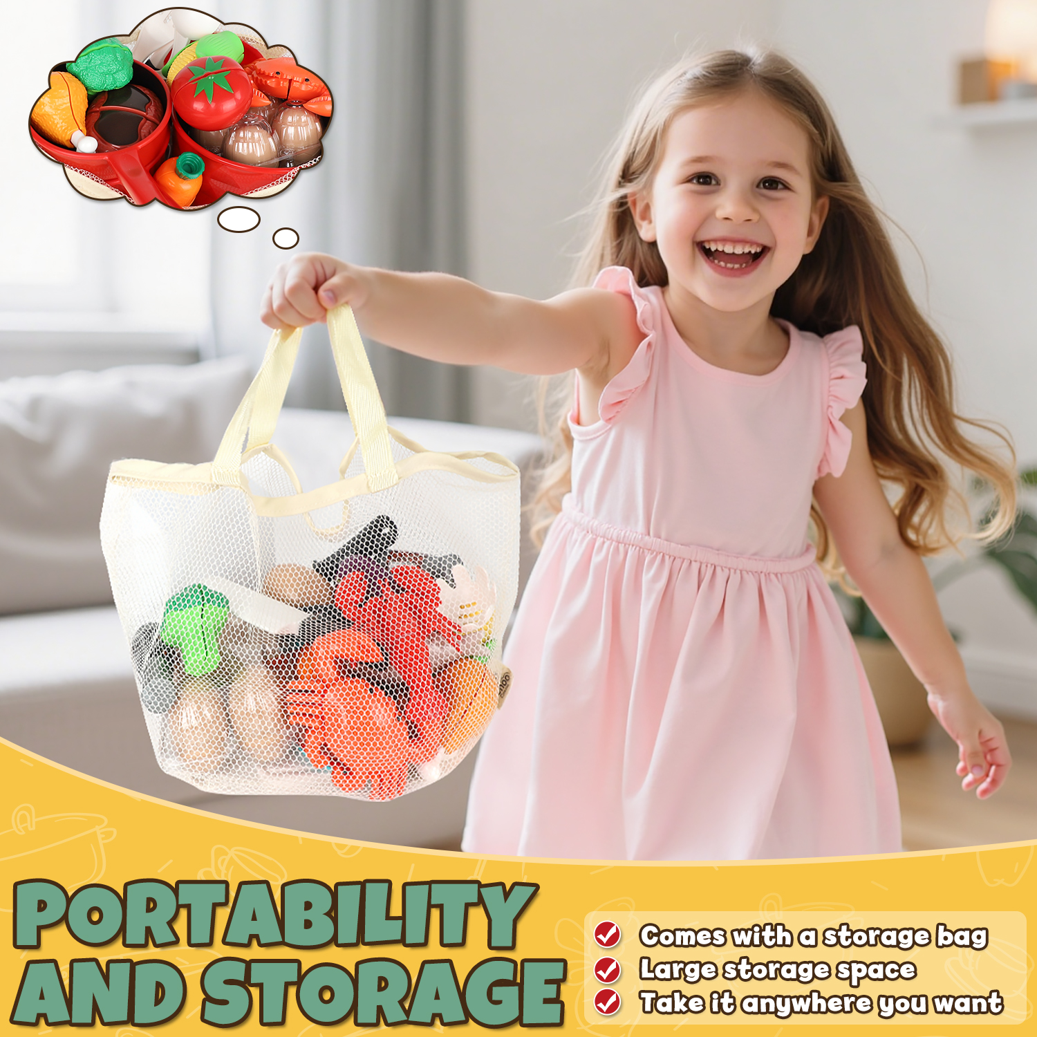 KWANITHINK 34-Piece Play Food Kitchen Set photo 4