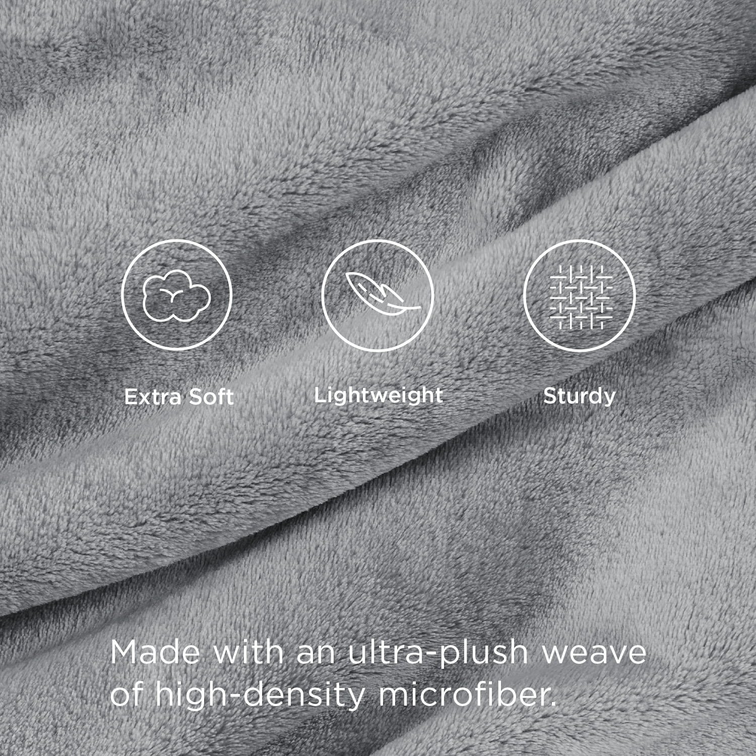Cozy Comfort Fleece Throw Blanket for Couch Grey, 260GSM Lightweight Plush Fuzzy Cozy Soft Blankets and Throws for Sofa, 49x59 inches
