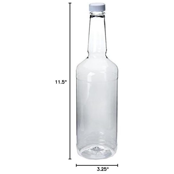 Long Neck Quart BPA-Free Plastic Bottles with Screw On (Count: 12)
