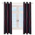thumbnail image 4 of Red Colored Diamond Grid Blackout Curtains Window Drapes Room Darkening Thermal Insulated Grommets Blackout Curtains, for Living, Dining, Bedroom,2 Panels, 4 of 6