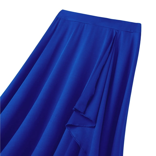 MSemis Jupe Longue de Danse Ballet Asymétrique Portefeuille pour Femme Taille Haute Robe Costume de Scène Bleu TTG