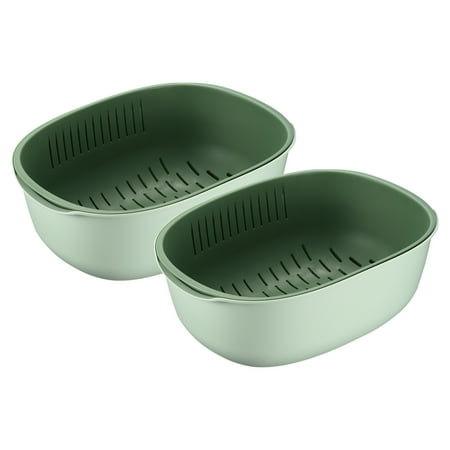 

Unique Bargains Colander Bowl Strainers Plastic Double Layered Drain Basket Light Green