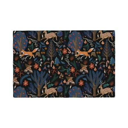 

Placemats Set of 4 fall fox deer bird Heat Resistant Non - Slip Place mats Waterproof table mat for Kitchen Dining-4片装