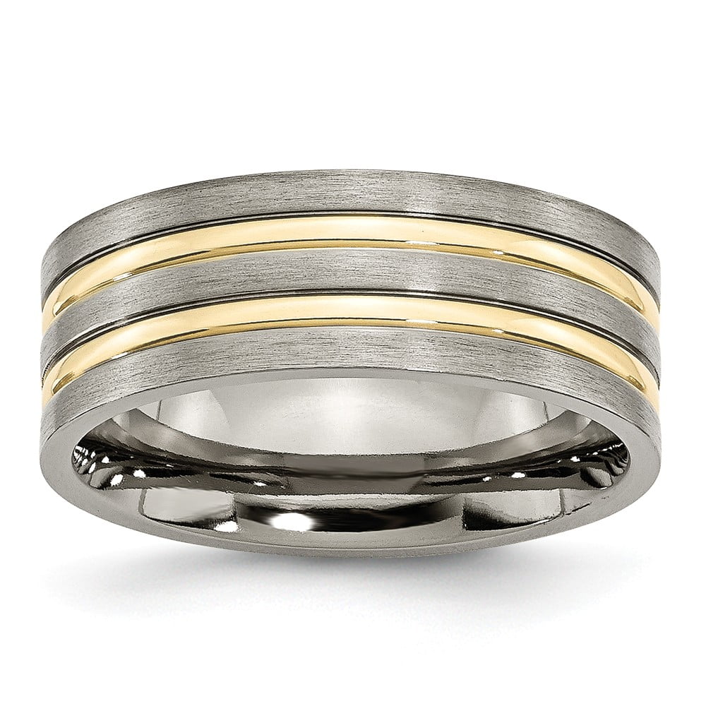 size 12 TITANIUM Black Plated Highly Polished BAND RING with Accent Grooves 