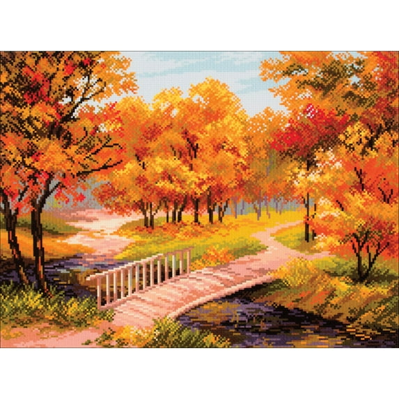 Collection D'Art Stamped Cross Stitch Kit 37X49cm-Autumn Landscape