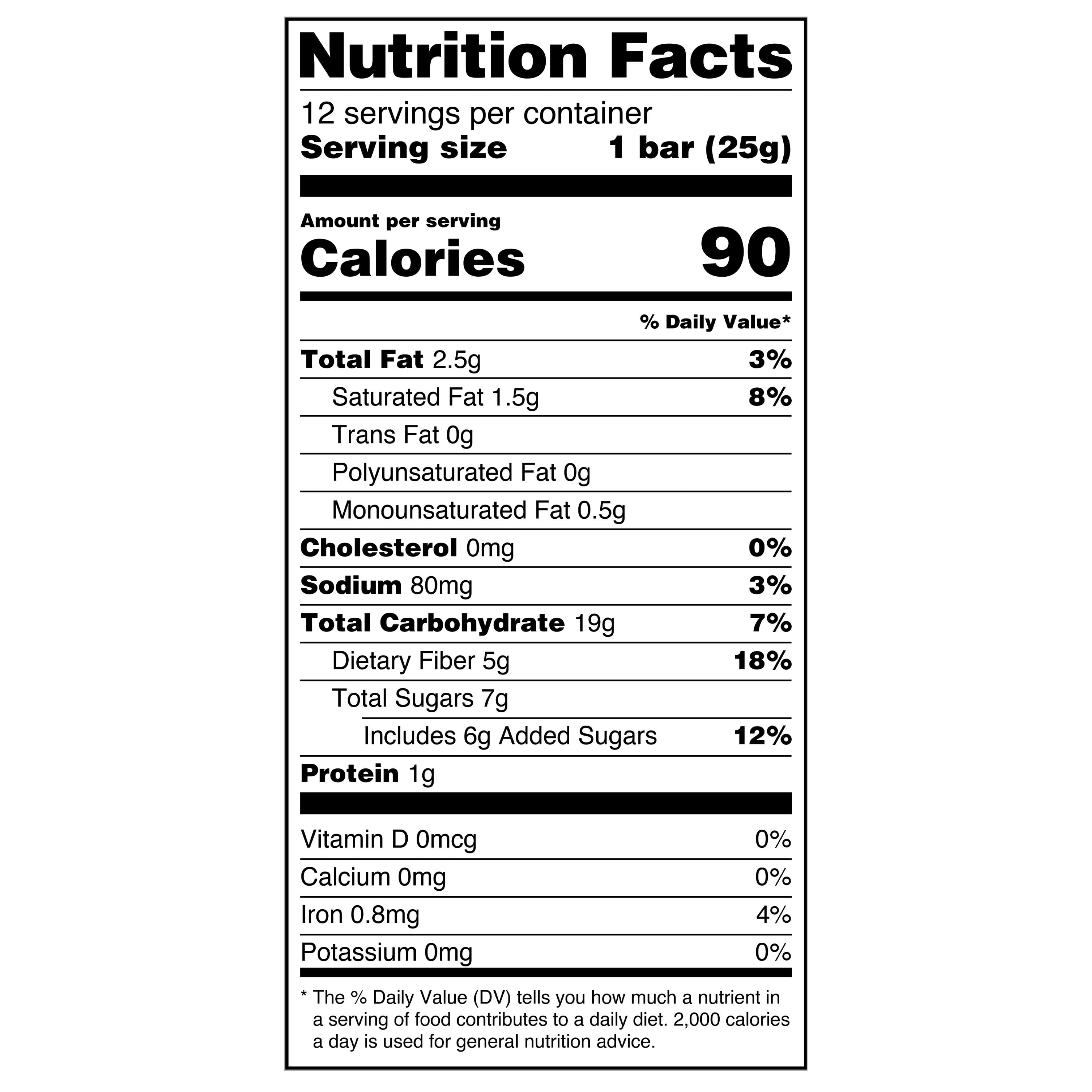 Great Value Chocolate Fudge Fiber Brownie Baked Bars, Value Pack, 0.89 oz, 12 Count