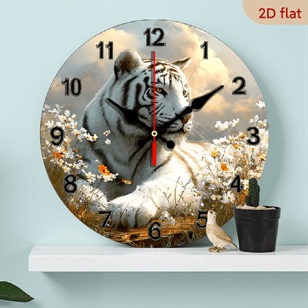 2D Flat, 1pc 10Inch Rustic Farmhouse Lemon Decor Wooden Wall Clock - Silent Quartz Movement, Vibrant Yellow Lemons Floral Design, Perfect for Kitchen, Bedroom, Living Room, or Bathroom Decor, Work