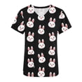 thumbnail image 1 of RKSTN Womens Scrub Tops Short Sleeve V-neck Plus Size Tops Bunny Easter Print Comfortable Soft Working Uniform Tops with Pockets, 1 of 4