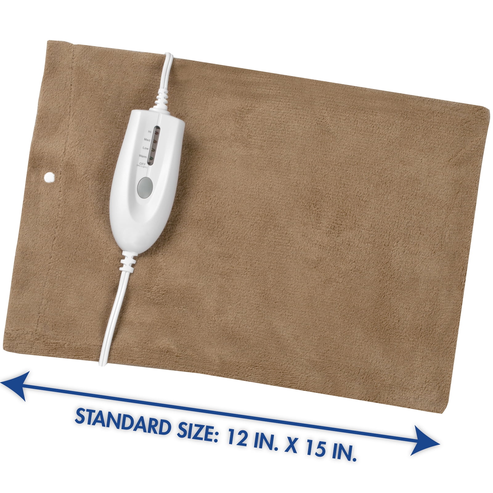 HealthWise Deluxe Heating Pad | Moist & Dry Heat | Four-Heat Settings | Sore Muscles | Soothing Warm Relief | Personal Size 12” x 15” | Safe, Automatic Shut Off