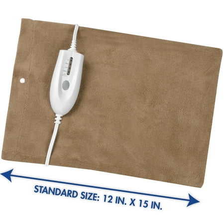 HealthWise Deluxe Heating Pad | Moist & Dry Heat | Four-Heat Settings | Sore Muscles | Soothing Warm Relief | Personal Size 12” x 15” | Safe, Automatic Shut Off