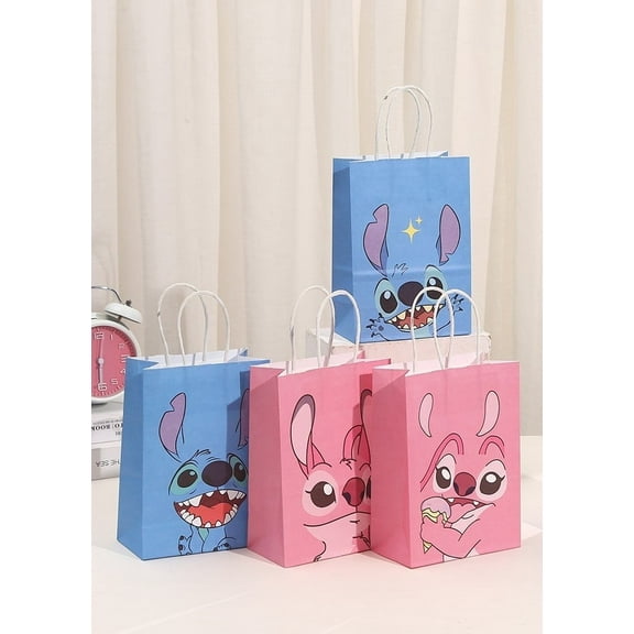 12PCS Party Favor Candy Bags for Cartoon Themed Birthday Supplies Decor Kraft Paper Gift Bags.