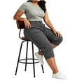 thumbnail image 6 of AherBiu Cargo Capris for Women Plus Size High Waisted Straight Leg Streetwear Juniors Cargos Capri Pants with Multi Pockets(Large,Gray1), 6 of 8
