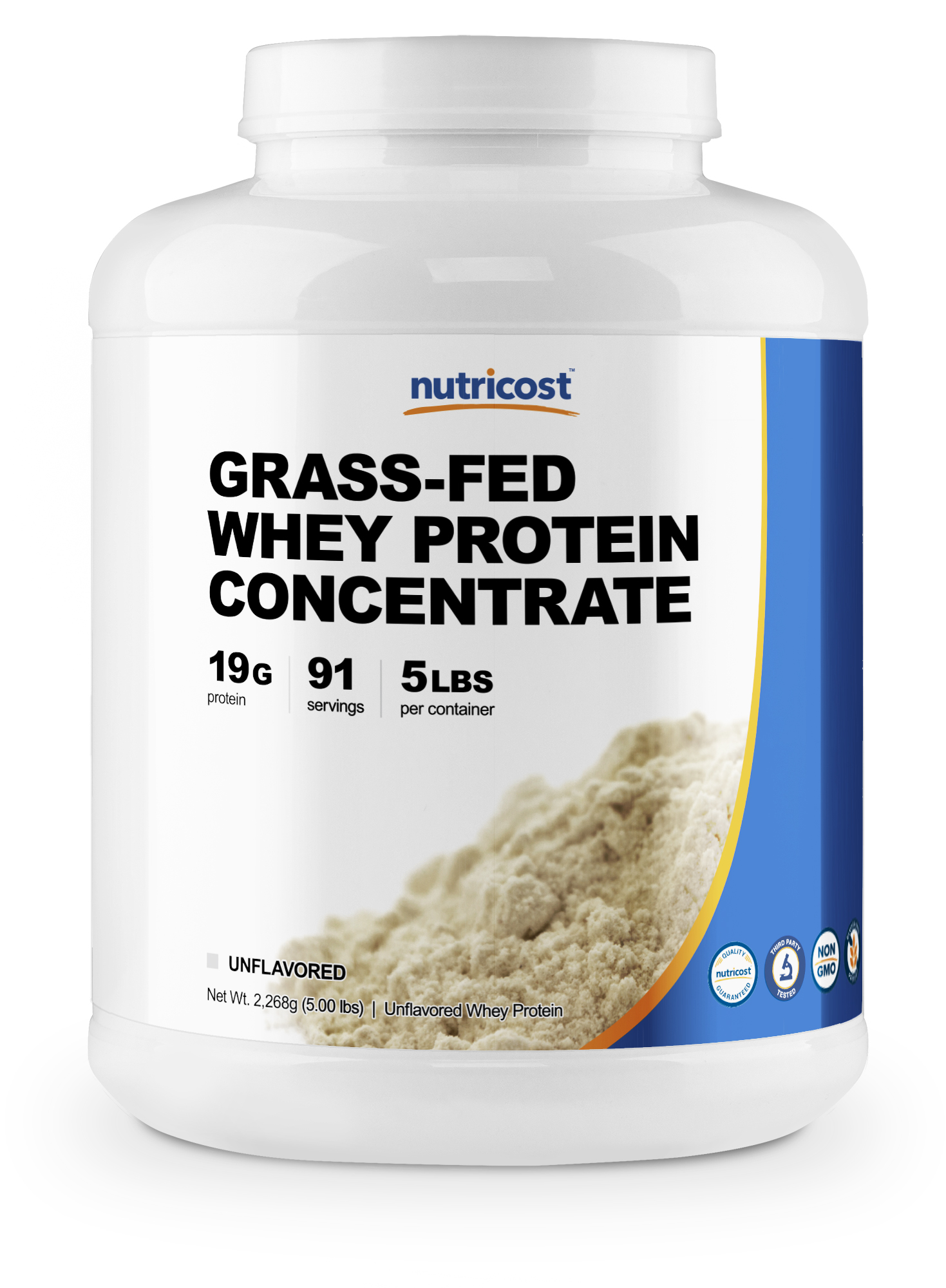 Nutricost GrassFed Whey Protein Concentrate (Unflavored) 5LBS Non