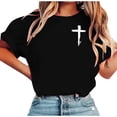 thumbnail image 2 of Aueoeo Women's Printed Short Sleeve Pullover T-Shirts Casual Round Neck Tops for Daily Wear and Summer Outdoor (S–Xxl),Black,S, 2 of 5