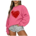 thumbnail image 2 of ZyeKqe Valentines Sweatshirt Women Fleece Lined Crewneck Loose Comfy Pullover Casual Graphic Printed Long Sleeve Tops, 2 of 6