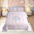 thumbnail image 2 of meiyoeat Cute Floral Letter P Full Size Comforter Sets for Kids Girls, Pastel Initial Bedding Comforter Set for Birthday Party, Pink, Pink Reversible, 3pcs, 1 Comforter and 2 Pillowcases, 2 of 6