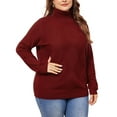 thumbnail image 2 of DARING DIVA Plus Size Long Sleeve Turtleneck Novelty Sweater 1X Burgundy, 2 of 6
