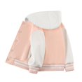 thumbnail image 3 of Coerni Girls & Boys Hooded Baseball Jacket Contrast Long Sleeve Button Down Varsity Jacket Casual Versatile All-Weather Preppy Outerwear, 3 of 7