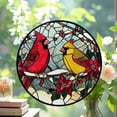 thumbnail image 2 of Stained Glass Window Hanging, Love Birds Cardinals Sun Catchers Colorful Glass Panel Birds Suncatcher Decor for Birthday for Women, Men, Wife, Lovers, and Mom, Stained Glass, 2 of 6