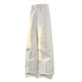 thumbnail image 4 of Women's Water Resistant Hiking Pants, Fleece Lined Cargo Pants for Women, High Waisted Baggy Parachute Trousers, Wide Leg Climbing Pants with Multi Pockets for Winter Outdoor and Street White, 4 of 4