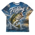 thumbnail image 3 of LAOLIUSN Men's 3D Print Fishing Shirt, Quick Dry Bass Graphic Tee, 3 of 7