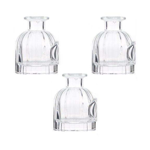 Oraceous Set of 3 Clear Glass Refillable Diffuser Bottles with Wooden Caps for Aromatherapy Use