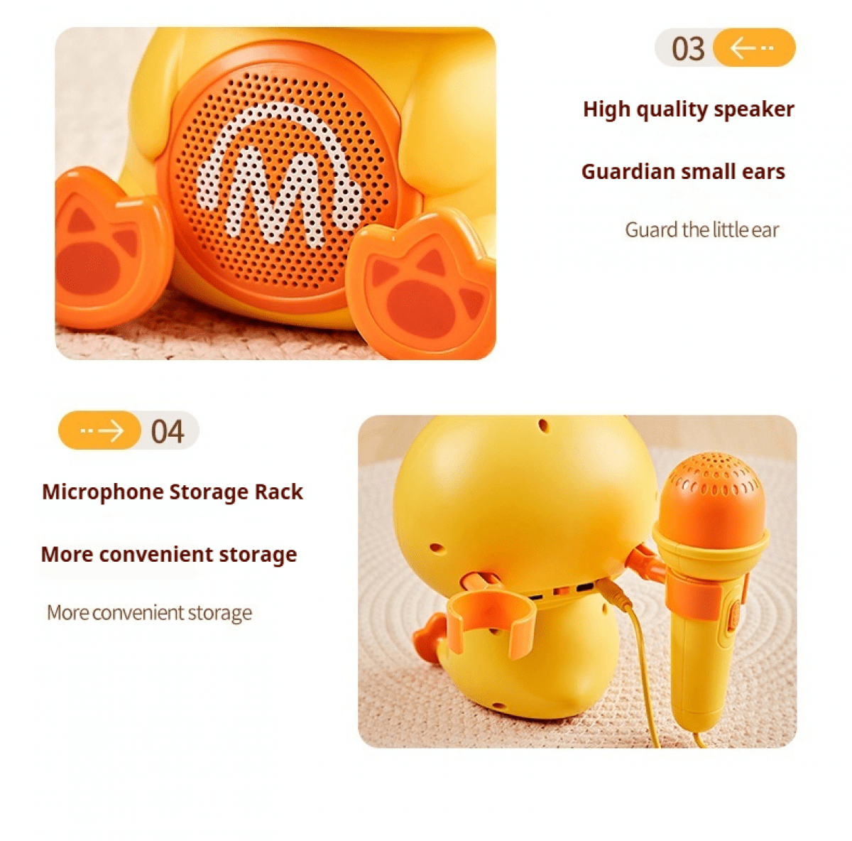 Mini Karaoke Machine Duck Toys for Kids, Portable Microphones Support 5 Change Voice for Girls Gifts