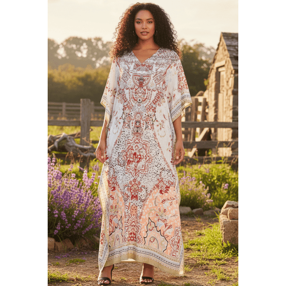 Oussum Women Plus Size Kaftans Dresses Long Maxi Dress Bohemian Caftans Loose Kimono Online