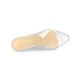 thumbnail image 4 of BLISSFUL STEP Women's Clear Point Toe High Block Heel Mules Slides Sandals Silver 6, 4 of 8