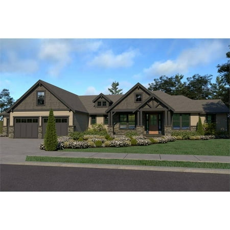 The House Designers: THD-7415 Construction-Ready Midsize Craftsman Ranch House Plan with Crawlspace Foundation (5 Printed