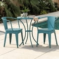 thumbnail image 2 of Tcbosik Outdoor Bistro Set, 3-Piece Metal Patio Furniture, Round Table and 2 Chairs, Suitable for Backyard, Balcony, Poolside, Porch, Garden, Easy Assembly, Blue, 2 of 11