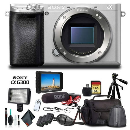 Sony Alpha a6300 Mirrorless Camera Silver ILCE-6300/S +Soft Bag, Tripod, 2X Extr