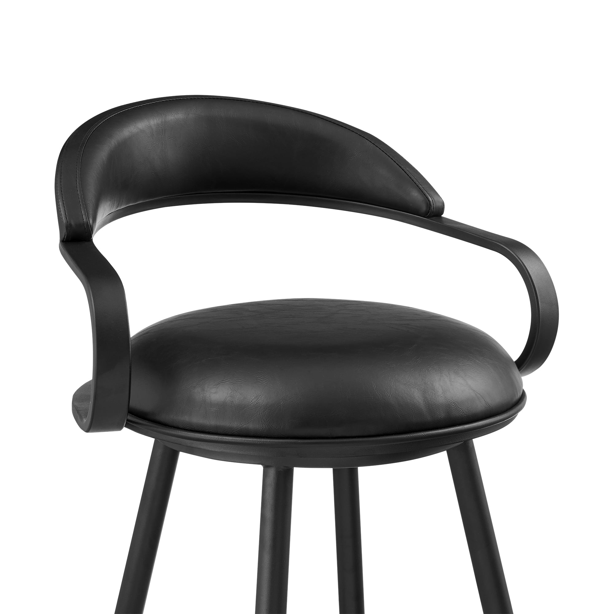 Gardenia 26" Swivel Counter Stool in Black Iron with Vintage Black Faux Leather
