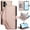 Rosegold, variant on Wallet Case for iPhone 16, RFID Blocking Flip Cover with 7 Card Slots, Cash Compartment, Magnetic Closure, and Hands-Free Stand, Slim Protective Phone Case with Wrist Strap,Lightpurple